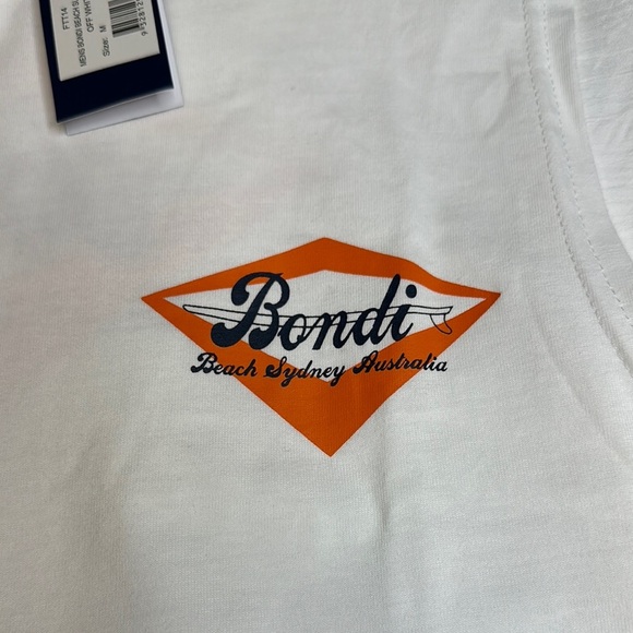 White and Orange Sleeveless Tank Top with Textured Fabric - Picture 2 of 4